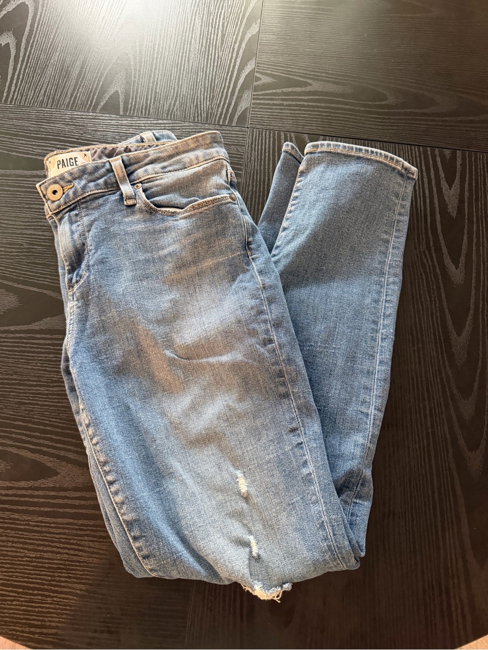 Womens Paige Skyline Ankle Peg Distressed Cropped Jeans Light Wash Size 31